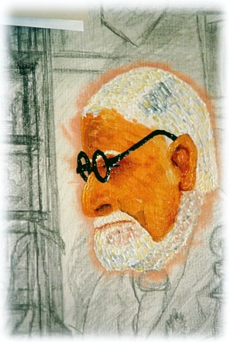 Sigmund Freud in seinem Sprechzimmer (Ausschnitt, 1988)